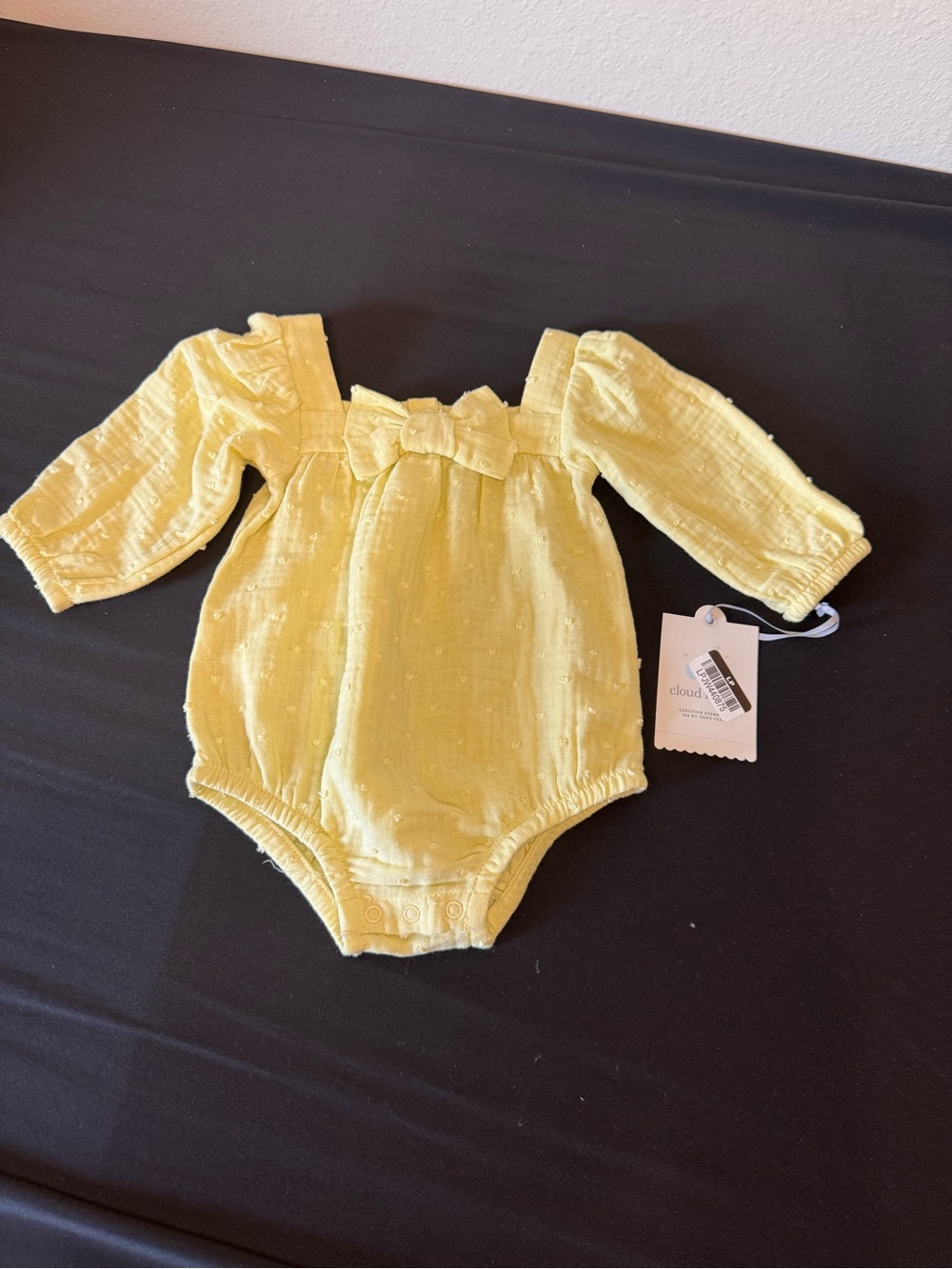 Cloud Island Yellow Bow-Front Baby One-Piece